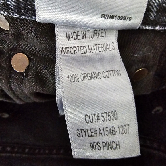 Agolde 90s Pinch Waist High Rise Straight Jean Black Washed Size 23 - Picture 6 of 7